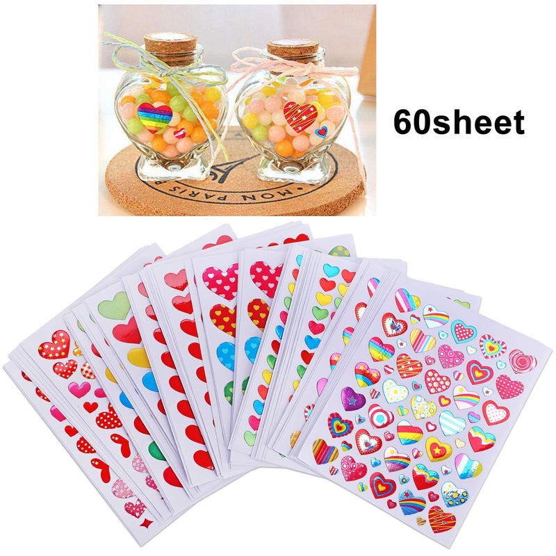 Dream Loom Love Heart Stickers, 60 Sheets Colorful Heart Decorative Stickers for Valentine's Day, Anniversaries, Wedding - Image 3